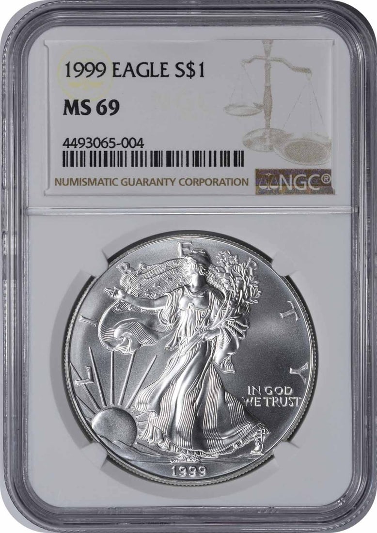 1999 Silver American Eagle Dollar NGC MS69 Graded Coin (1 of 2)
