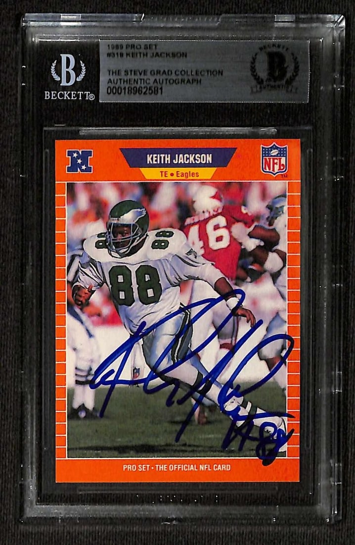 Beckett Authenticated Keith Jackson 1989 Pro Set Eagles Signed Card (1 of 1)