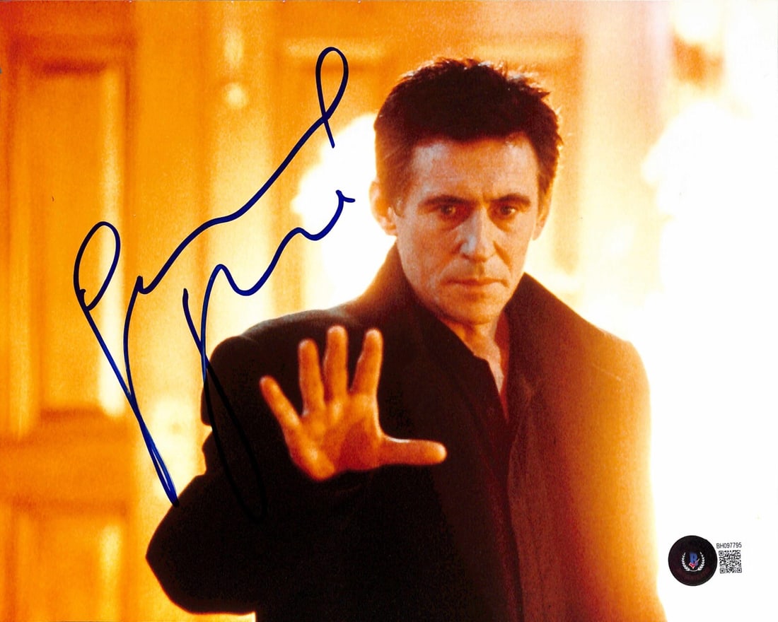 Autographed 8x10 Photo of Gabriel Byrne from Stigmata Beckett Certified: Autographed 8x10 Photo of Gabriel Byrne from Stigmata Beckett Certified This is an original 8x10 photograph autographed by Gabriel Byrne, who portrayed Father Andrew Kiernan in the movie Stigmata. The