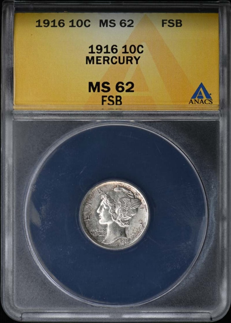 ANACS MS62 1916 Mercury Dime (1 of 2)