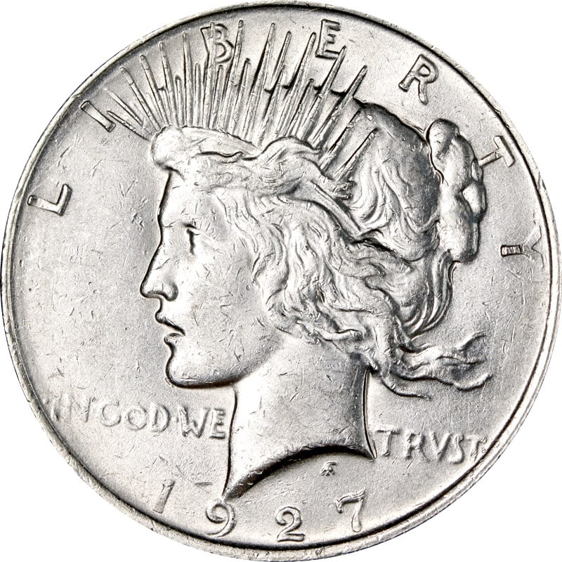 1927 Denver Mint Silver Peace Dollar United States Circulated Coin (1 of 2)