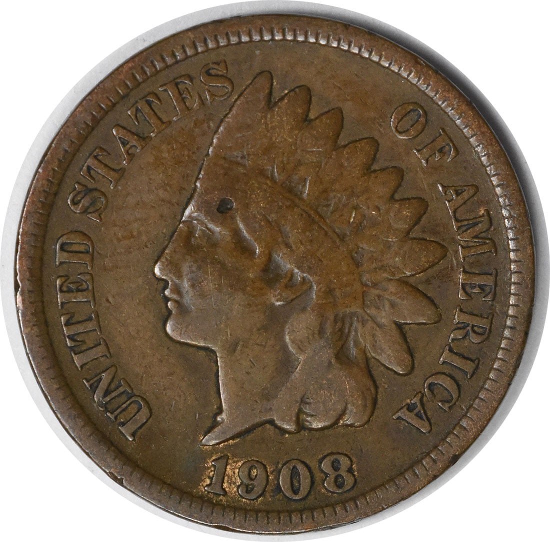 1908 S Indian Head Copper Small Cent VG Uncertified: 1908 S Indian Head Copper Small Cent VG Uncertified This is a 1908 Indian Head Cent from the United States, featuring the 'S' mint mark. The coin is composed of copper and is in circulated condition, 
