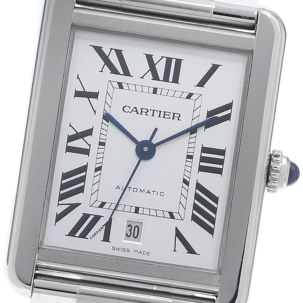 Cartier Tank Solo XL Automatic Men's Silver Wristwatch: Cartier Tank Solo XL Automatic Men's Silver Wristwatch This Cartier Tank Solo XL W5200028 is a men's automatic wristwatch featuring a silver-tone design. Crafted in Switzerland, the watch is in excell