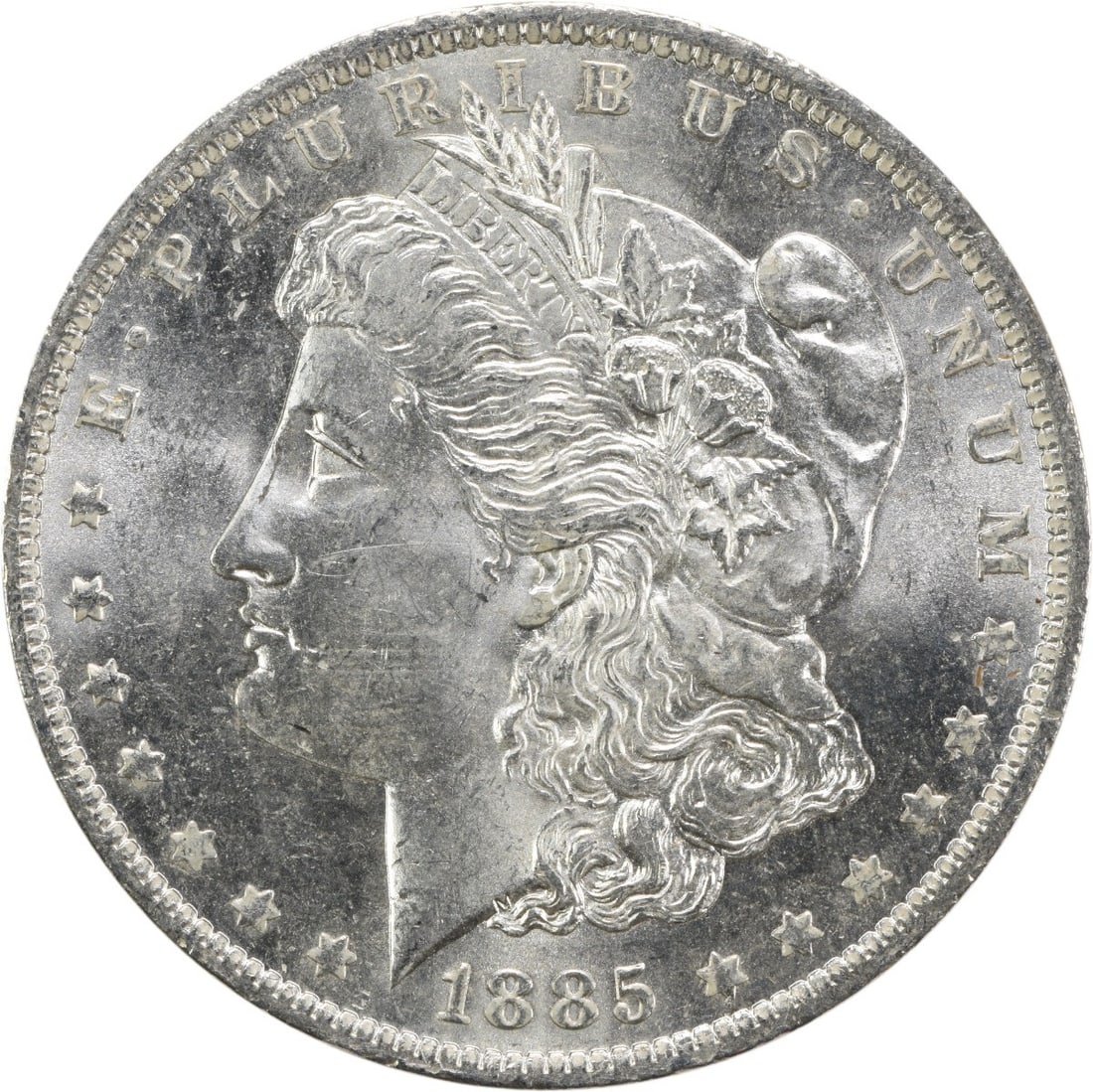Choice BU 1885 O Morgan Dollar Silver Uncertified US Coin: Choice BU 1885 O Morgan Dollar Silver Uncertified US Coin This is an 1885-O Morgan Silver Dollar featuring a Choice Brilliant Uncirculated (BU) grade. Struck at the New Orleans Mint, this classic U.S.