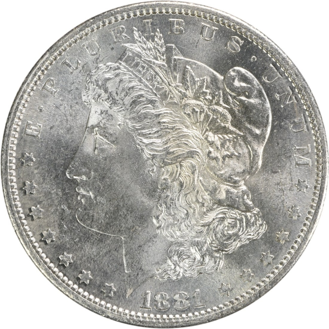 Choice BU 1881 San Francisco Silver Dollar Morgan Uncertified: Choice BU 1881 San Francisco Silver Dollar Morgan Uncertified This is an 1881-S Morgan Silver Dollar from the United States, featuring a Choice Brilliant Uncirculated (BU) grade. The coin is uncertifi