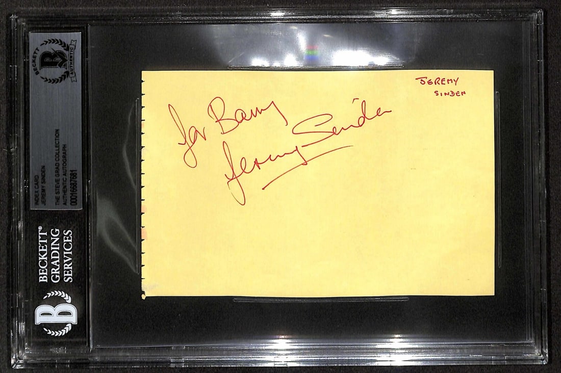 Jeremy Sinden Signed Star Wars Gold Two Album Page Beckett Authenticated: Jeremy Sinden Signed Star Wars Gold Two Album Page Beckett Authenticated This is an autographed album page measuring 3x5 inches, signed in red ballpoint pen by Jeremy Sinden, known for his role as reb