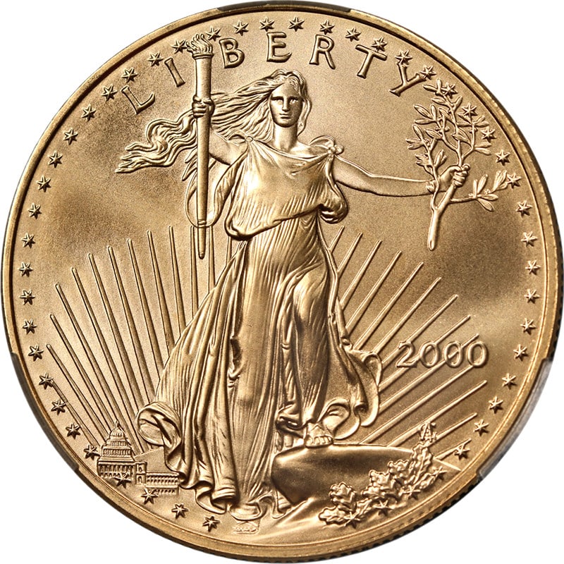 2000 Gold American Eagle $50 CAC MS70 Unique Pop 1 Coin (1 of 4)