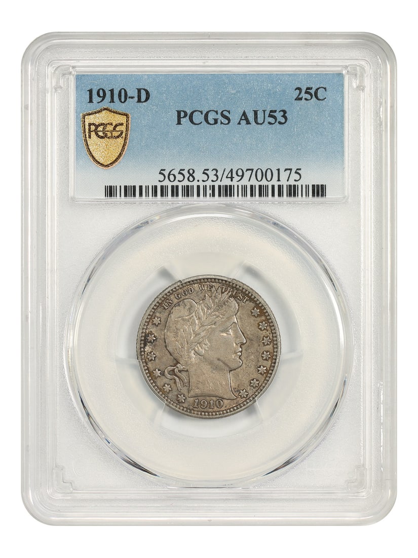Barber Quarter 1910 D 25C PCGS AU53 (1 of 5)