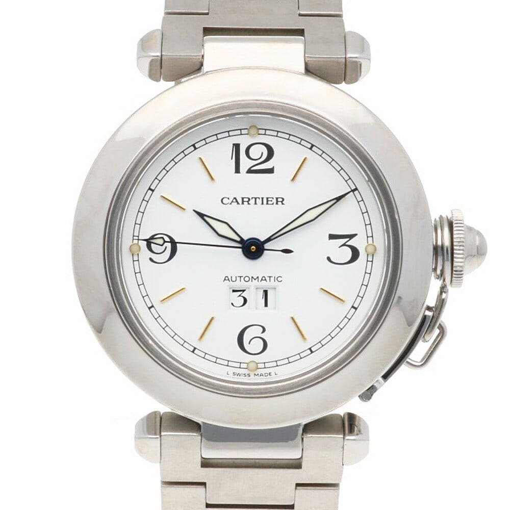 Cartier Pasha C Big Date Automatic Mens Stainless Steel Watch: Cartier Pasha C Big Date Automatic Mens Stainless Steel Watch This Cartier Pasha C Big Date 2475 is an automatic wristwatch crafted in stainless steel with a white silver dial, designed for men. Made 