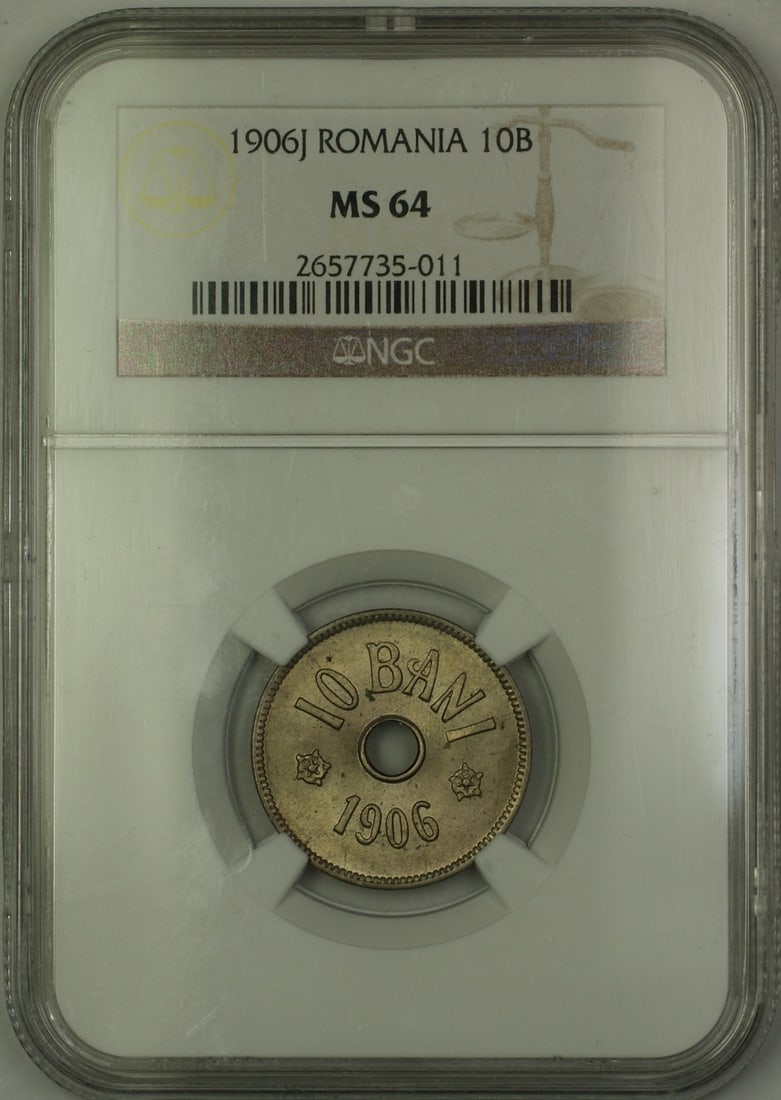 Romania 1906-J Silver 10 Bani MS 64 Coin Certified by NGC (1 of 2)
