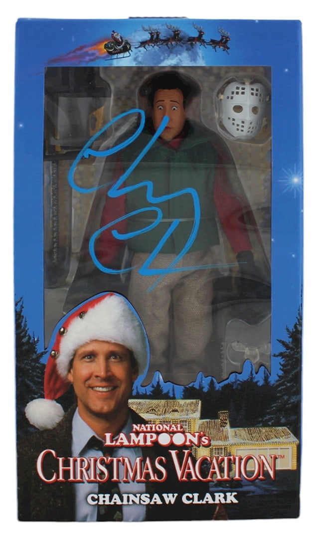 Chevy Chase Signed NECA Chainsaw Clark Figure Blue Signature BAS Authenticated (1 of 10)
