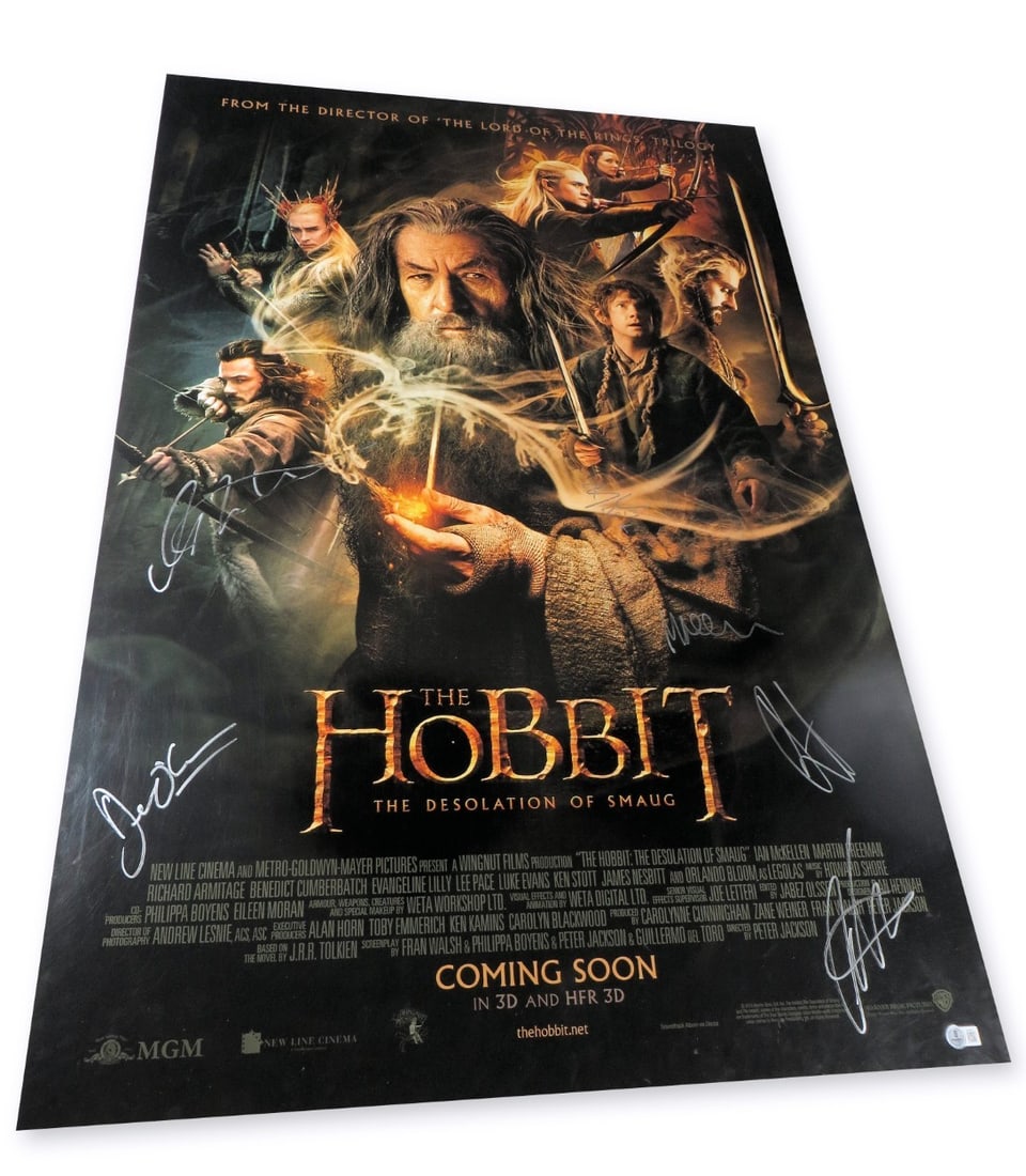 27X40 The Hobbit Desolation of Smaug Poster 7 Signed Beckett Authenticated (1 of 5)