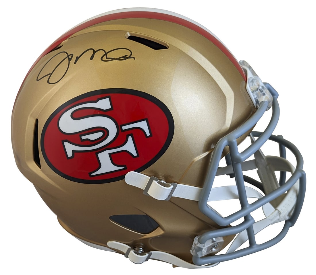 Joe Montana Signed 1964-95 49ers Full Size Speed Replica Helmet Fanatics: Joe Montana Signed 1964-95 49ers Full Size Speed Replica Helmet Fanatics This authentic full-size speed replica helmet captures the legacy of Joe Montana, the legendary quarterback of the San Francisc