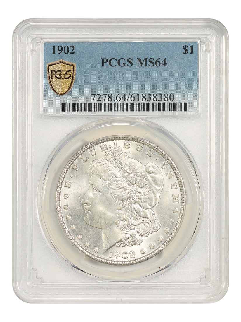1902 Philadelphia Morgan Dollar $1 PCGS MS64 Uncirculated: 1902 Philadelphia Morgan Dollar $1 PCGS MS64 Uncirculated 1902 Morgan Dollar $1 from the Philadelphia Mint, certified by PCGS as MS64. The coin is uncirculated and pre-owned. Specifications Denominati