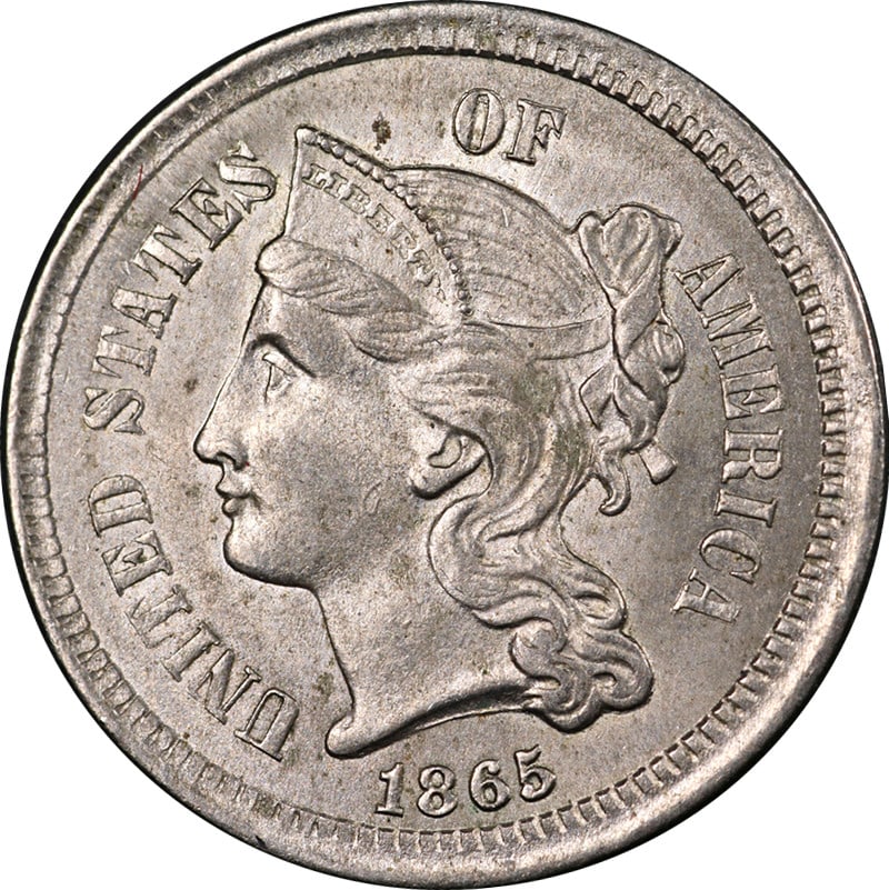 1865 Nickel Three Cent Piece Choice BU Plus With Exceptional Luster (1 of 2)