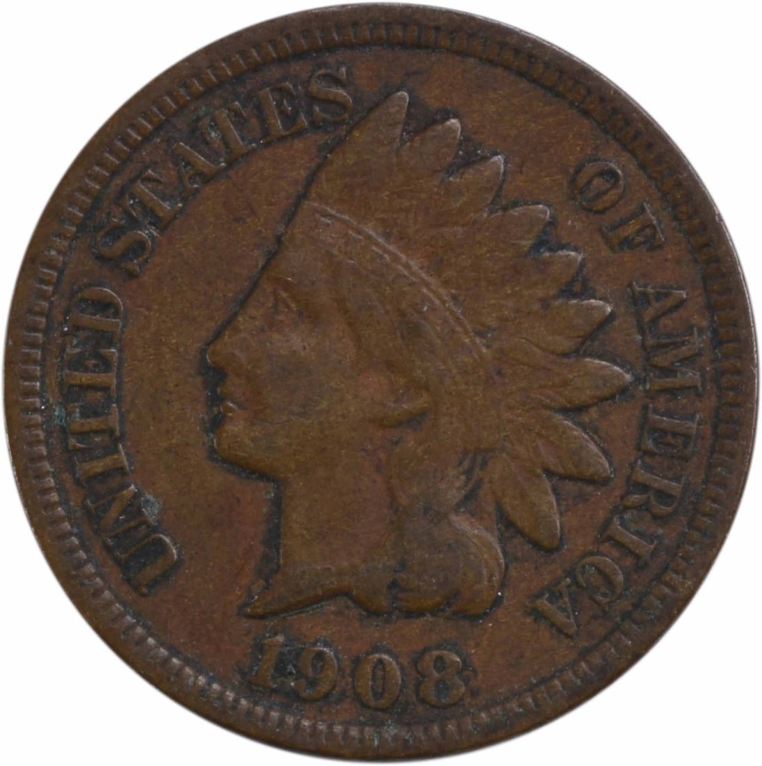 1908-S Indian Head Copper Small Cent VF Uncertified (1 of 2)