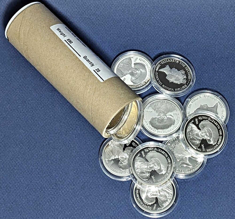 2000 British Virgin Islands Silver $10 Queen Mother 100th 20 Coin Roll (1 of 3)