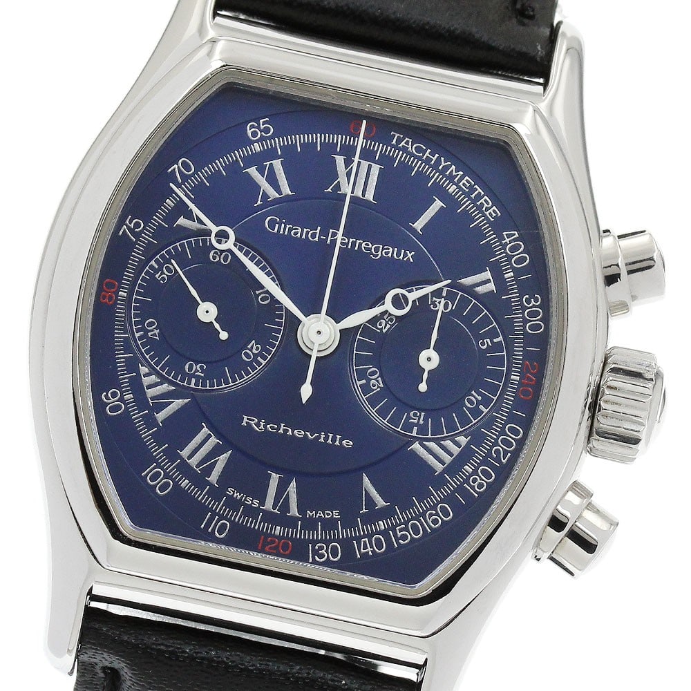 Girard Perregaux Richeville 2710 Manual Wind Chronograph Watch: Girard Perregaux Richeville 2710 Manual Wind Chronograph Watch This Girard Perregaux Richeville Chronograph men's wristwatch features a stainless steel case with a blue dial and manual winding movemen