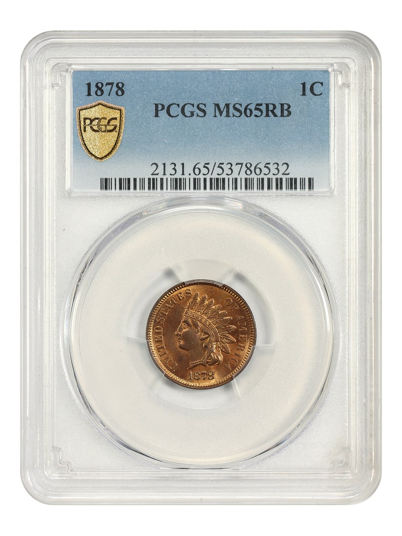 PCGS MS65RB 1878 Indian Head 1C RB Philadelphia: PCGS MS65RB 1878 Indian Head 1C RB Philadelphia An 1878 Indian Cent graded MS65RB by PCGS. This Philadelphia-mint 1C coin is uncirculated and certified with certification number 53786532. Condition: p