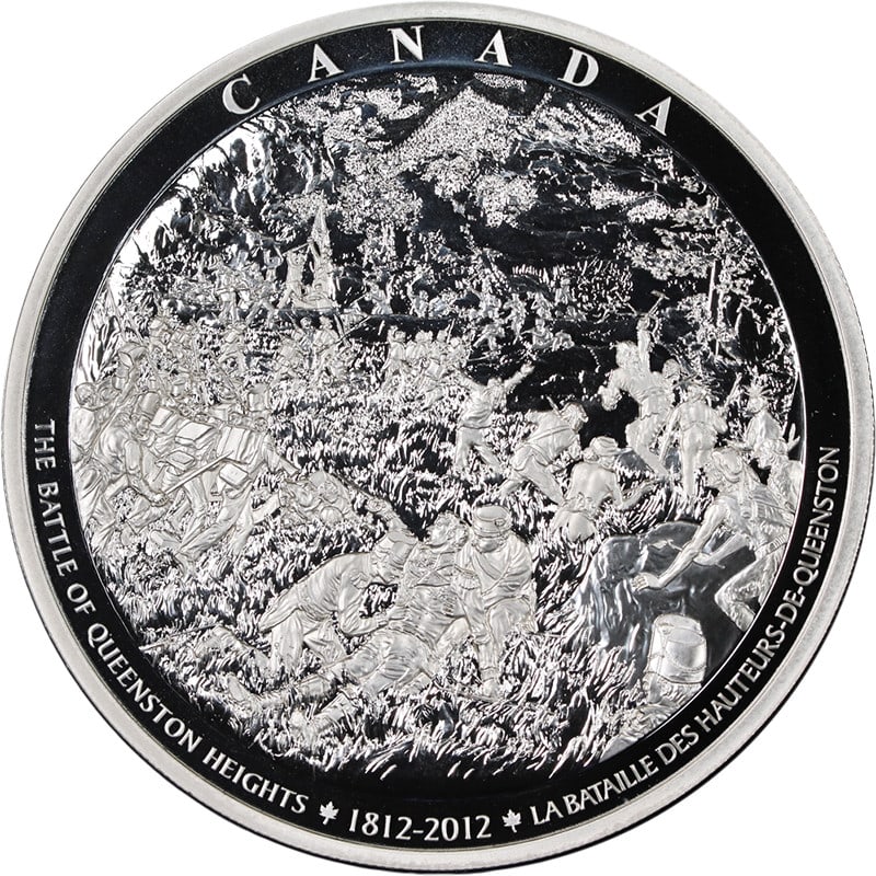 Canada 2012 Kilo Silver $250 Queenston Heights Battle Coin: Canada 2012 Kilo Silver $250 Queenston Heights Battle Coin This 2012 Canada Kilo Silver $250 coin commemorates the Battle of Queenston Heights (1812-2012). Struck from 0.999 fine silver, the coin weig