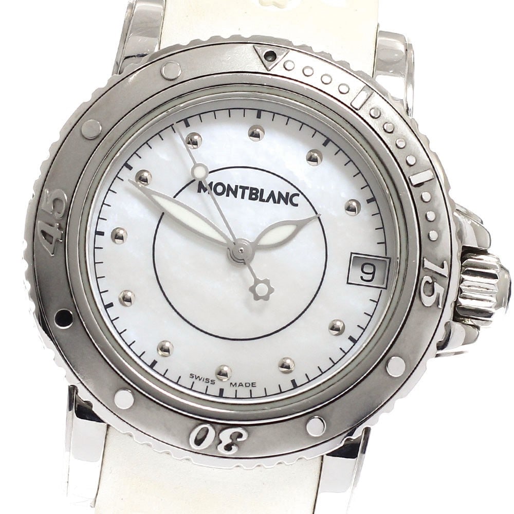 Montblanc Meisterstuck quartz date watch 7036 stainless steel: Montblanc Meisterstuck quartz date watch 7036 stainless steel This Montblanc Meisterstuck Date Quartz wristwatch, reference 7036, is a unisex timepiece featuring a stainless steel case and a rubber st