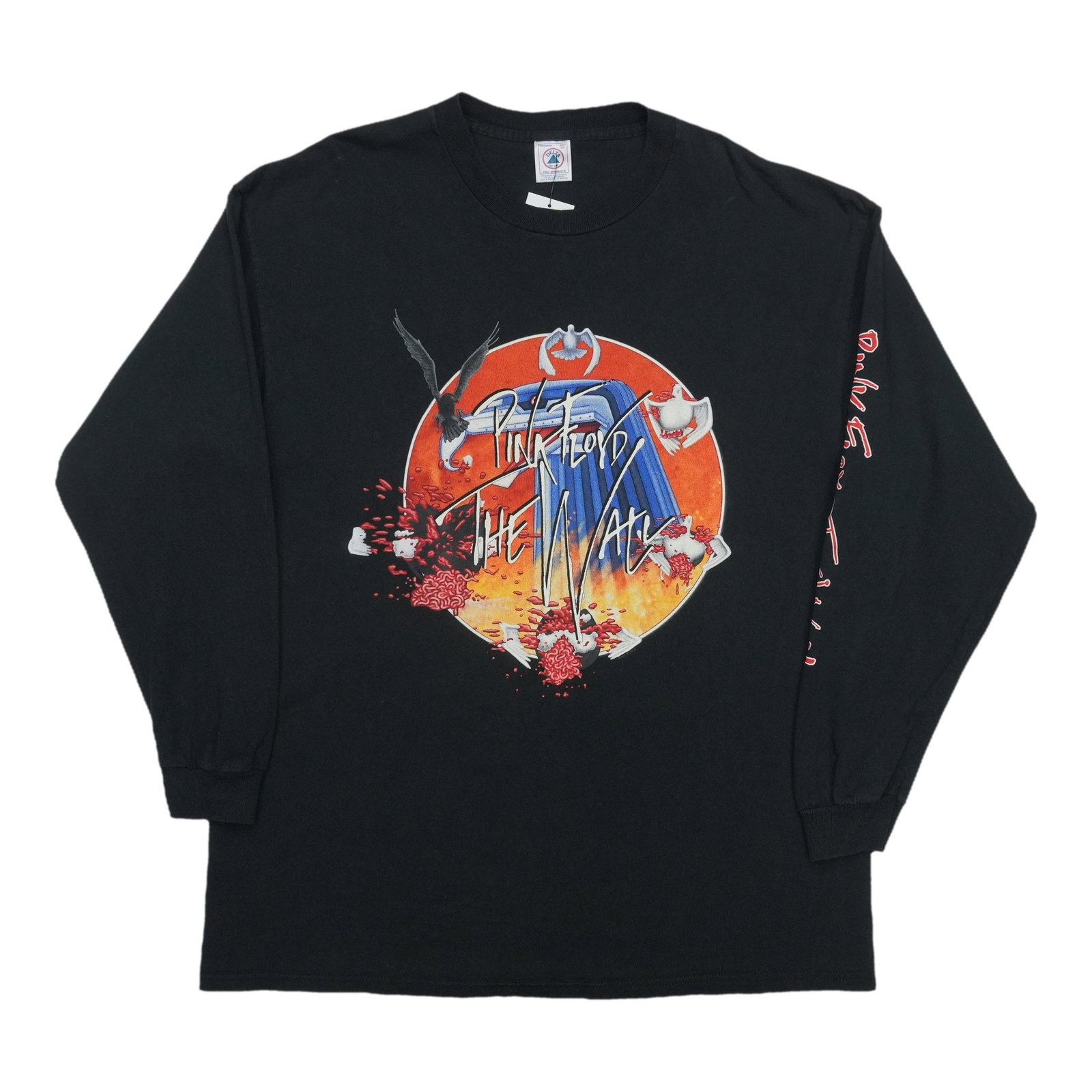 Vintage Pink Floyd The Wall Black Cotton Long Sleeve Shirt XL: Vintage Pink Floyd The Wall Black Cotton Long Sleeve Shirt XL This is an original vintage 1999 Pink Floyd The Wall long sleeve shirt, not a modern reproduction. Made from 100% cotton, it features a cl