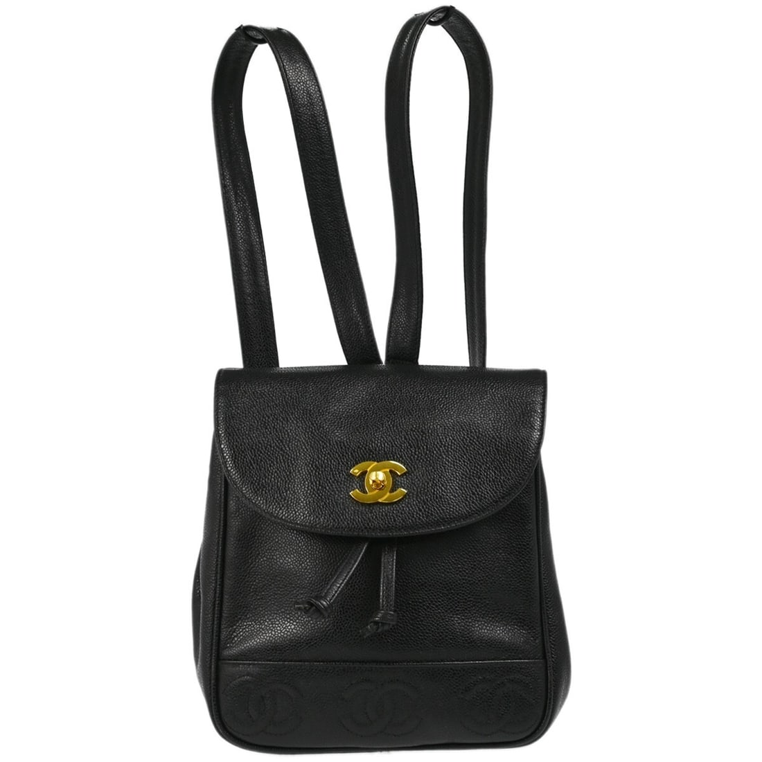 Chanel Triple CC Caviar Leather Backpack Black Drawstring Turnlock (1 of 12)