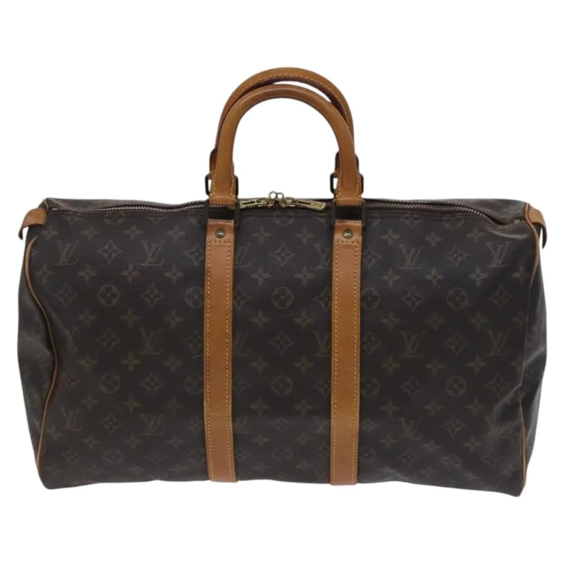 Louis Vuitton Keepall Monogram Brown Canvas Travel Bag Unisex: Louis Vuitton Keepall Monogram Brown Canvas Travel Bag Unisex This Louis Vuitton Keepall Bag features the iconic Monogram canvas in brown and is designed for unisex use. The bag is in fair condition w