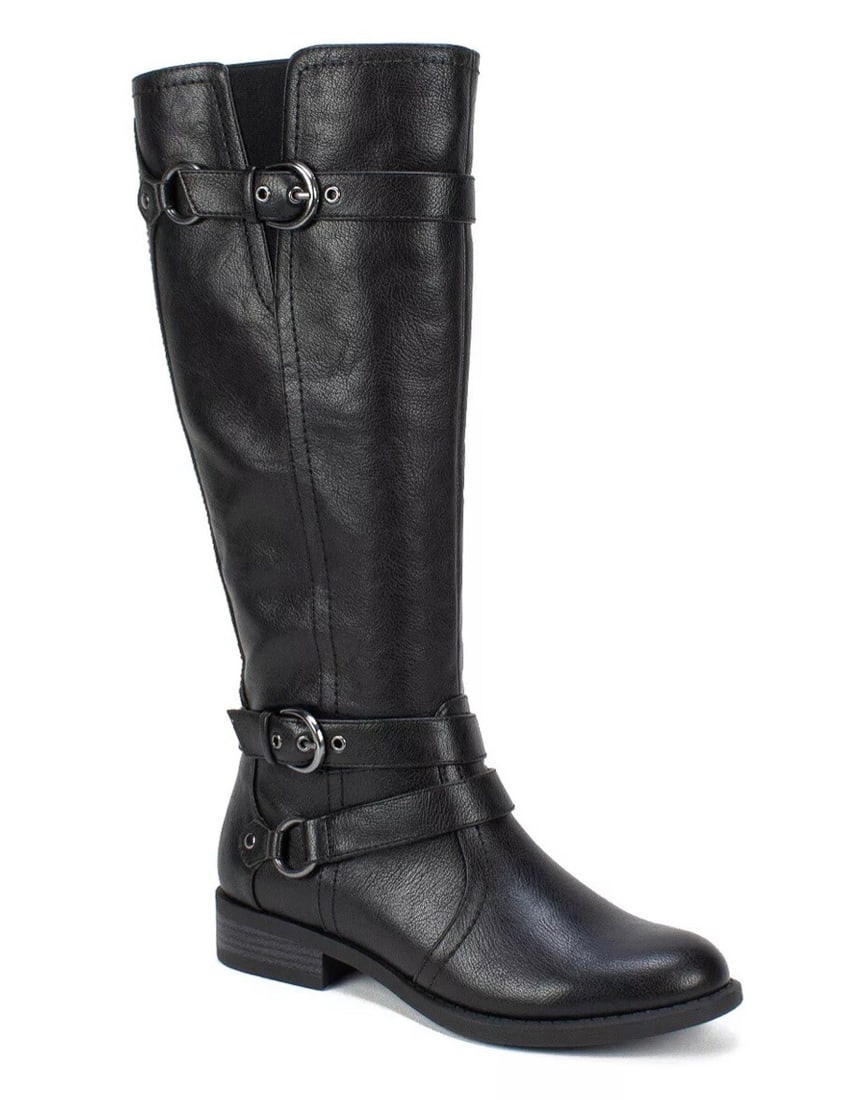 White Mountain Loyal Black Riding Boots Women's 7 Wide Calf Faux Leather (1 of 5)