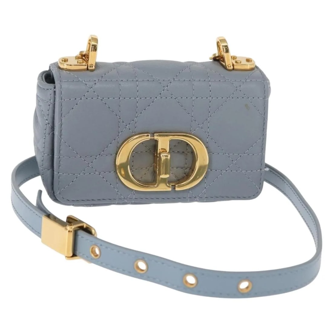 Blue Cannage Quilted Leather Christian Dior Caro Shoulder Bag: Blue Cannage Quilted Leather Christian Dior Caro Shoulder Bag This pre-owned Christian Dior Caro Bag features signature Cannage quilting crafted from blue leather. Designed for women, the bag is made 