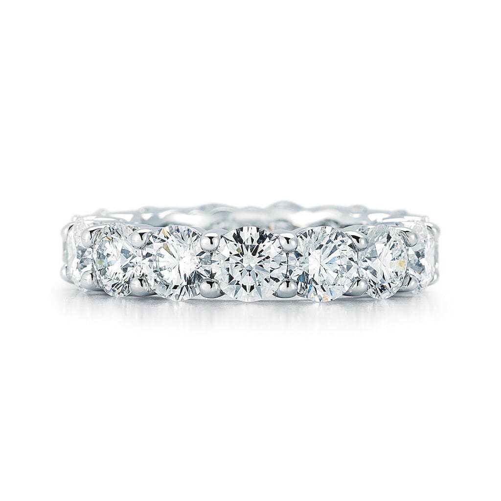 Rachel Koen 7.00 cttw Platinum Round Cut Diamond Eternity Ring: Rachel Koen 7.00 cttw Platinum Round Cut Diamond Eternity Ring This exquisite eternity band by Rachel Koen features a stunning arrangement of round cut diamonds totaling 7.00 carats, elegantly set in 