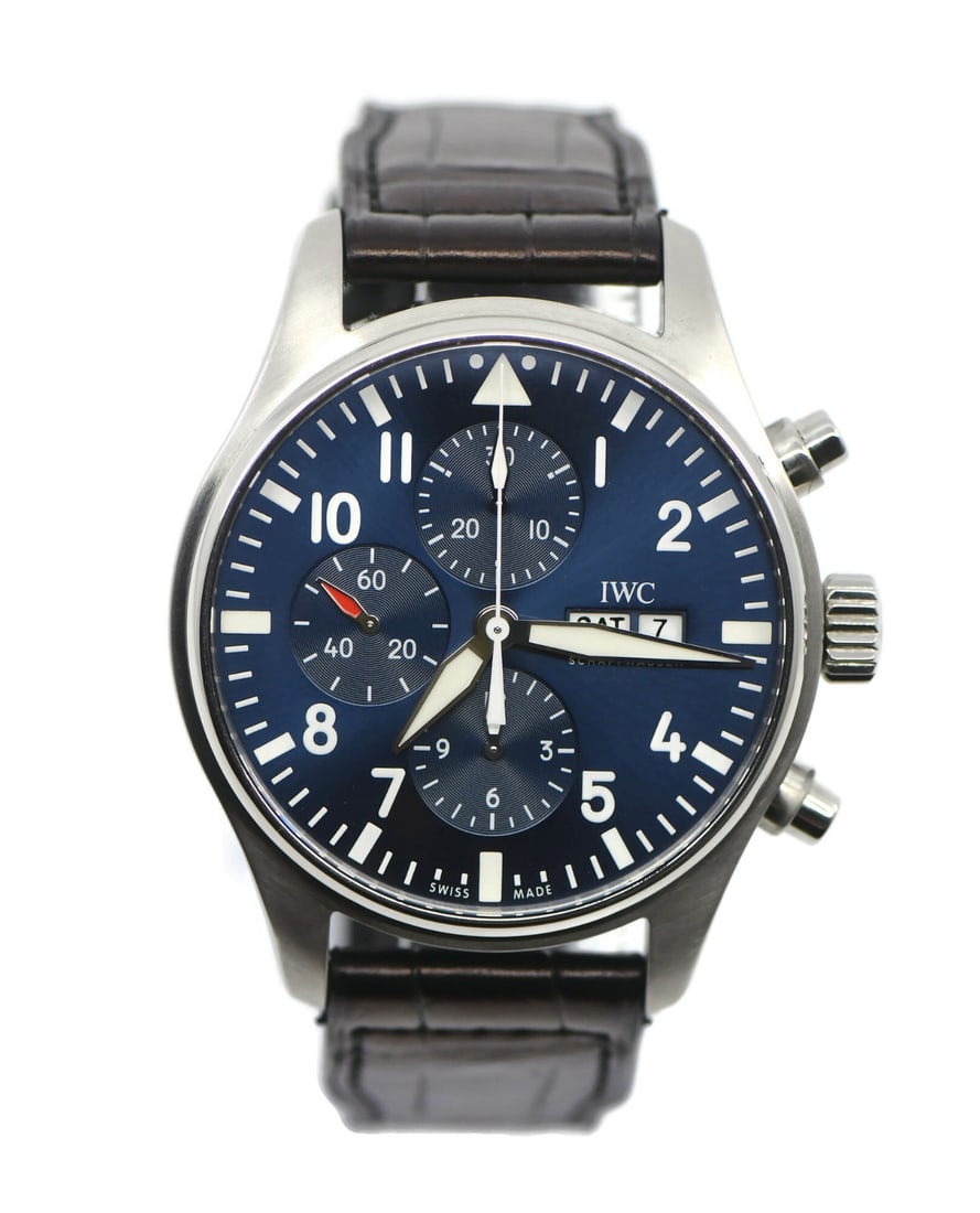 Men's IWC Pilot IW377714 Chronograph Blue Dial Stainless Steel 43mm Automatic Watch (1 of 6)