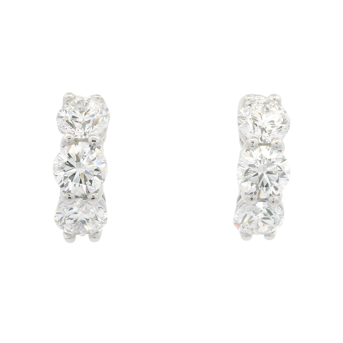 GIA Certified 2.72ct D VS1 Diamond Huggie Hoop Earrings in 14k White Gold (1 of 11)