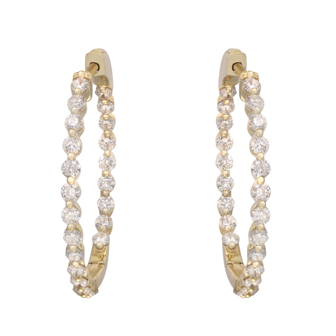 Rachel Koen 14K Yellow Gold Diamond Hoop Earrings 1.43Cttw: Rachel Koen 14K Yellow Gold Diamond Hoop Earrings 1.43Cttw Elevate your elegance with these stunning Rachel Koen Brilliant Diamond Hoop Earrings, crafted from luxurious 14K yellow gold. These exquisit