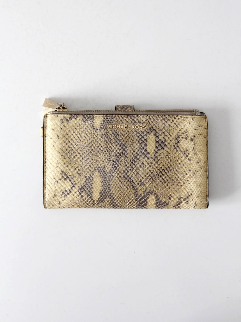 Michael Kors Jet Set Python Embossed Leather Wallet Gold Finish (1 of 12)