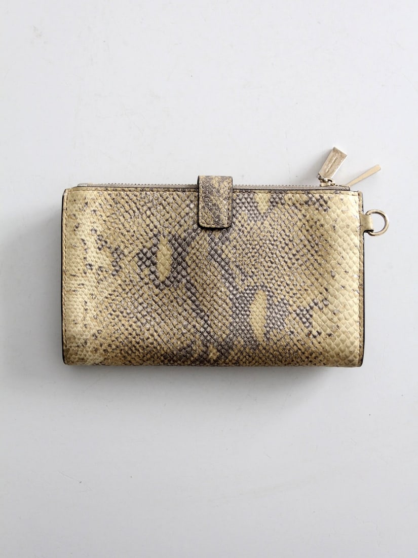 Michael Kors Jet Set Python Embossed Leather Wallet Gold Finish - 3