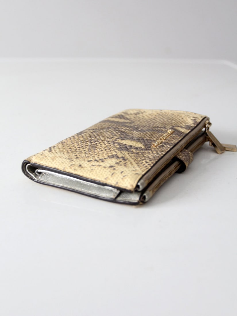 Michael Kors Jet Set Python Embossed Leather Wallet Gold Finish - 6