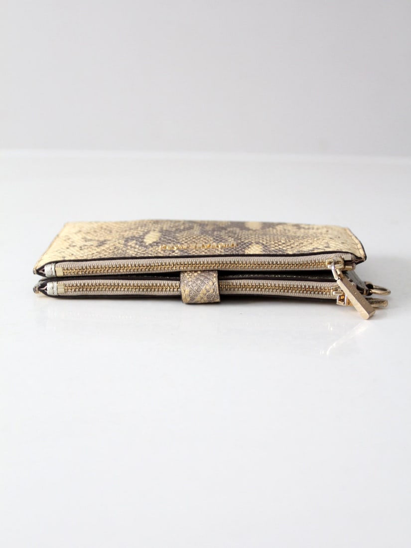 Michael Kors Jet Set Python Embossed Leather Wallet Gold Finish - 7
