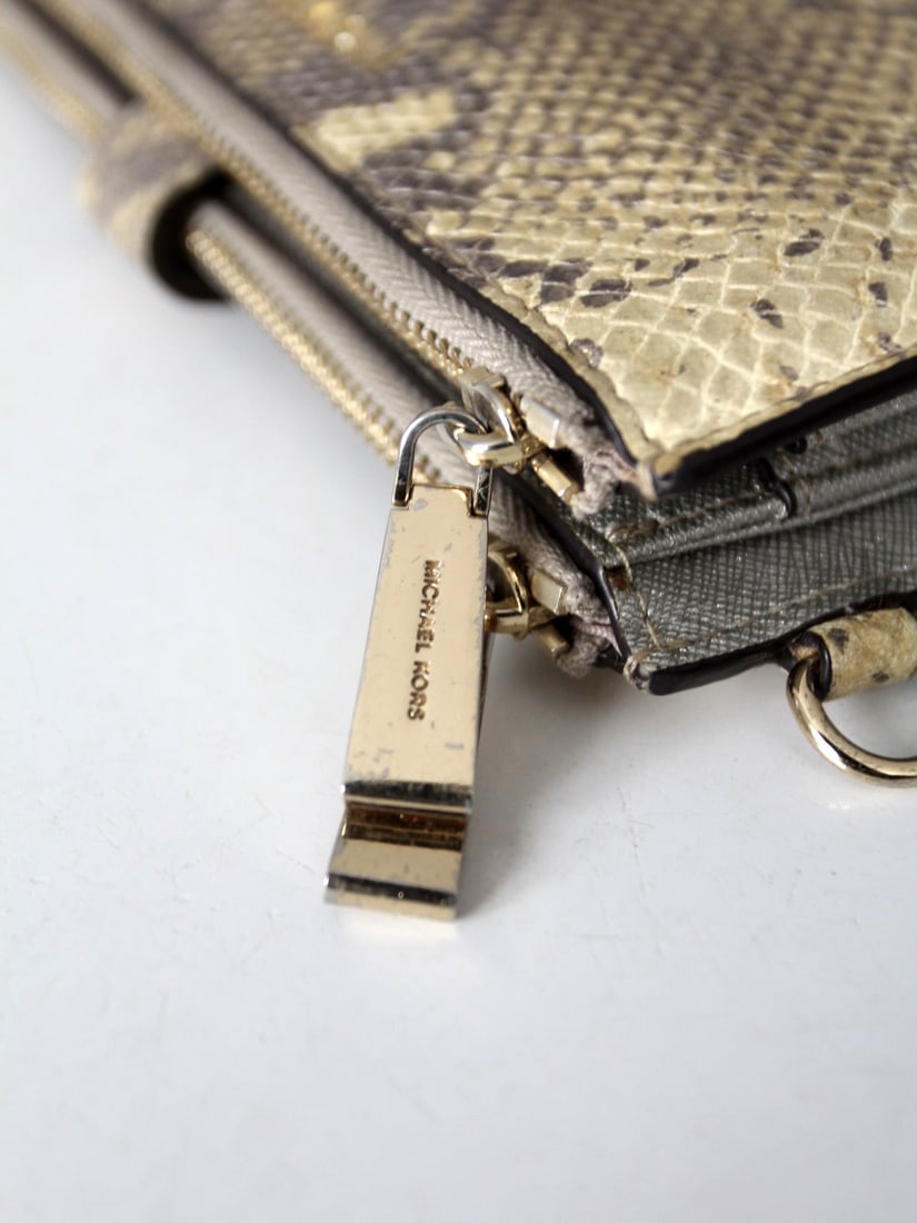 Michael Kors Jet Set Python Embossed Leather Wallet Gold Finish - 8