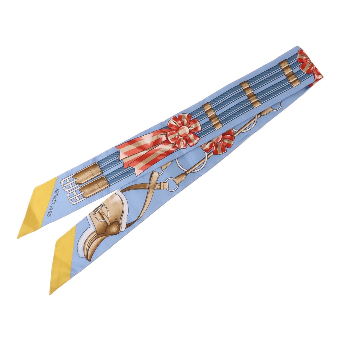 Hermes Twilly Blue Silk Women's Scarf Made in France: Hermes Twilly Blue Silk Women's Scarf Made in France Hermes Twilly scarf in blue silk, designed in a regular women's size. Made in France, this scarf measures 5 cm x 85 cm and is described as being in