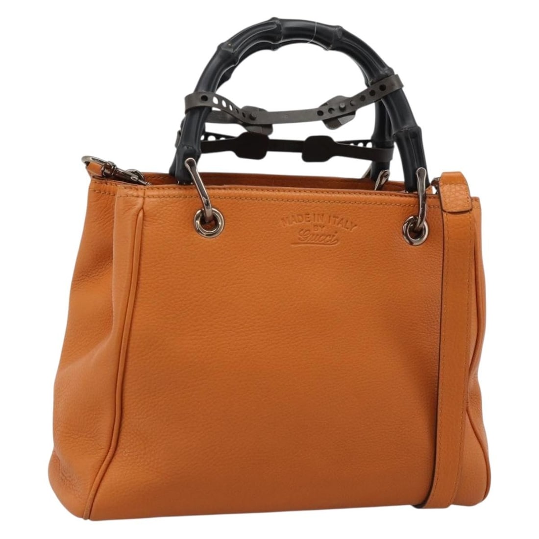 Gucci 336032 Orange Leather 2 Way Bamboo Handbag with Shoulder Strap (1 of 18)