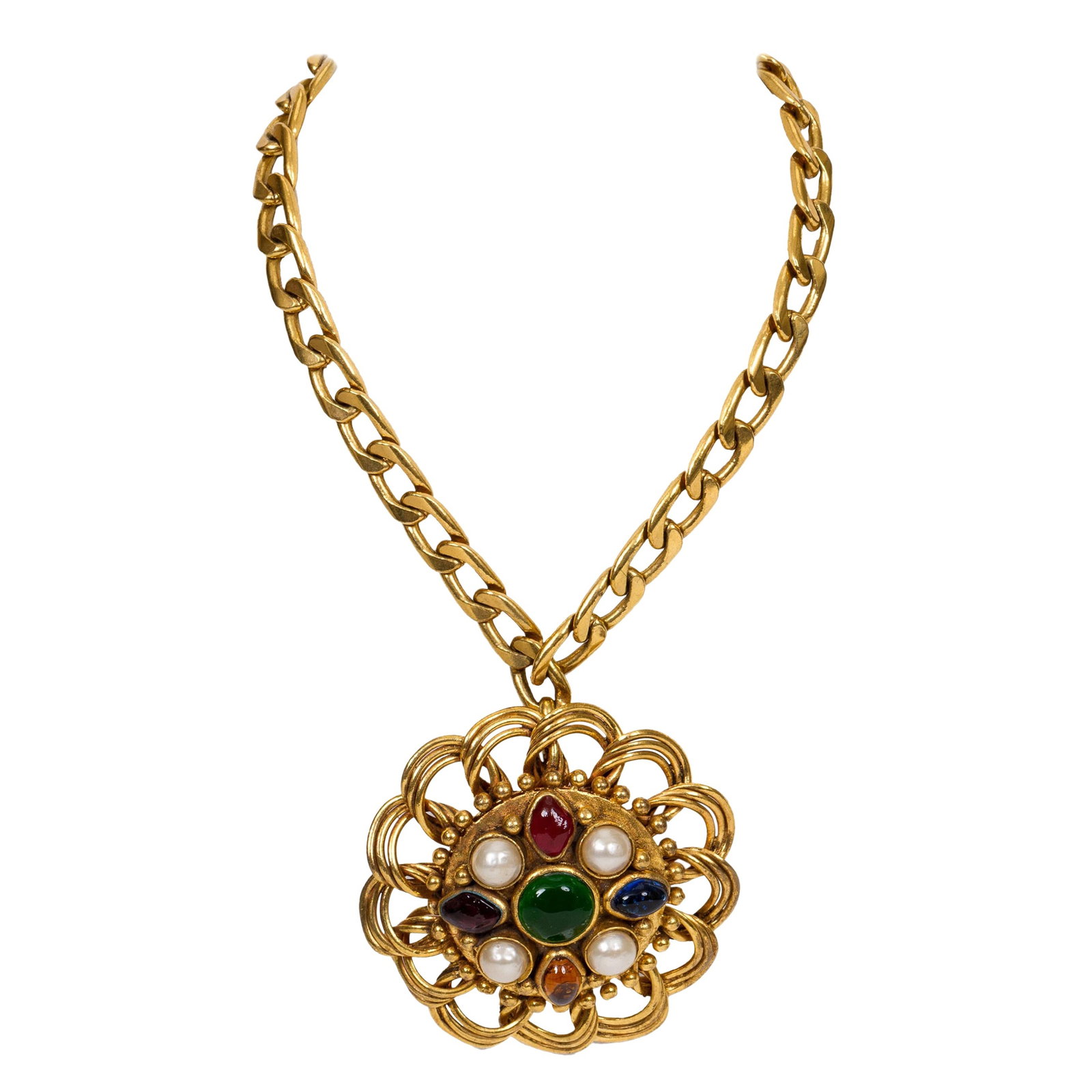 Rare 1970s Chanel Oversized Pendant Choker Necklace with Box (1 of 4)