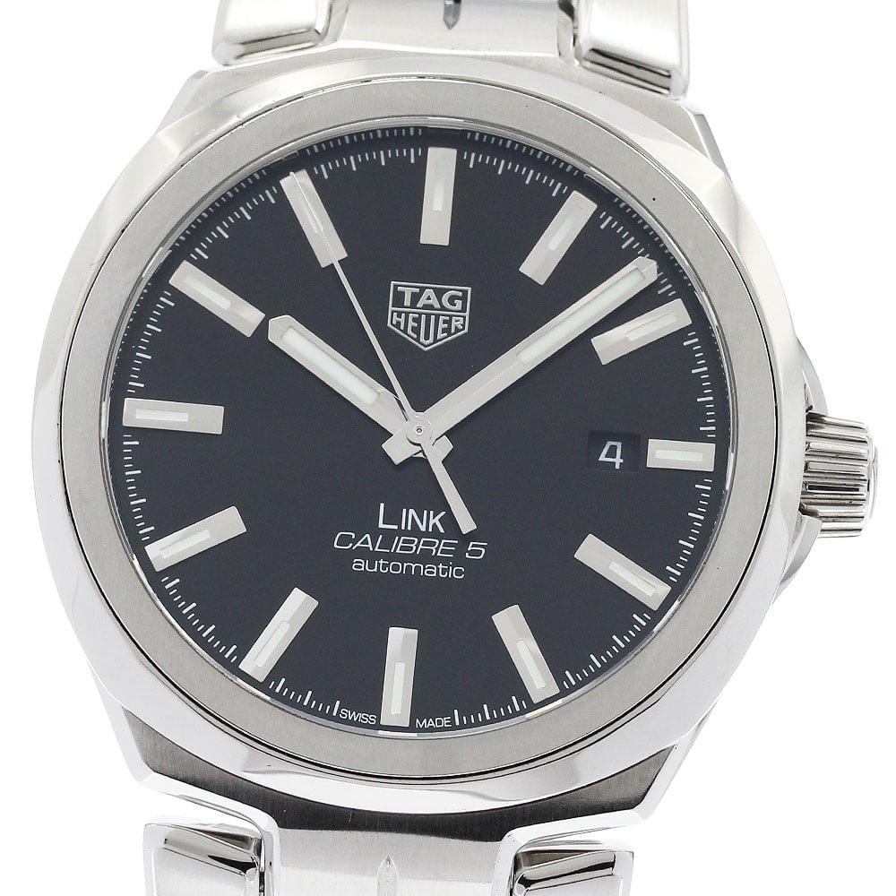 TAG Heuer Link Caliber 5 automatic mens wristwatch ref WBC2110: TAG Heuer Link Caliber 5 automatic mens wristwatch ref WBC2110 TAG Heuer Link Caliber 5 Date automatic men's wristwatch, pre-owned and made in Switzerland. It features a stainless steel case and brace