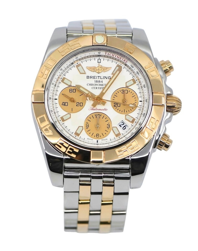 Breitling Chronomat 41mm 18K Steel Wristwatch Box Papers CB0140 (1 of 6)