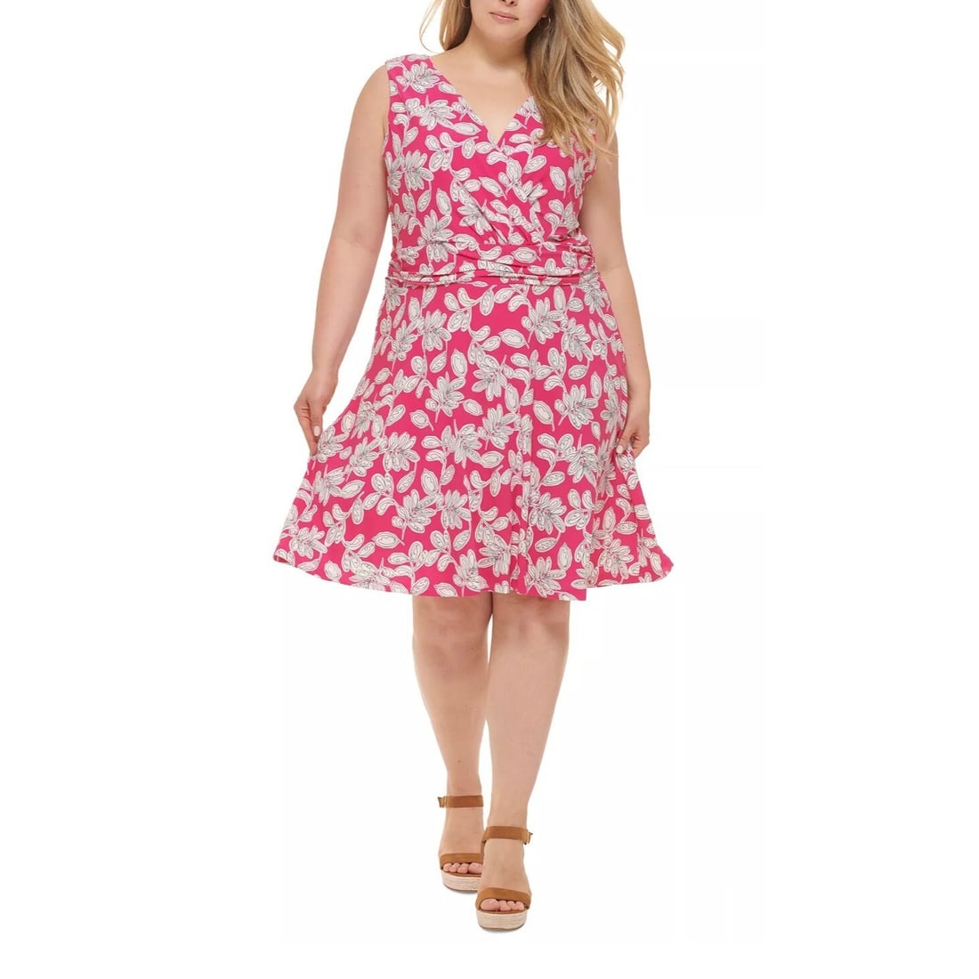 Tommy Hilfiger Plus Size Floral Fit & Flare Dress 16W Pink (1 of 4)