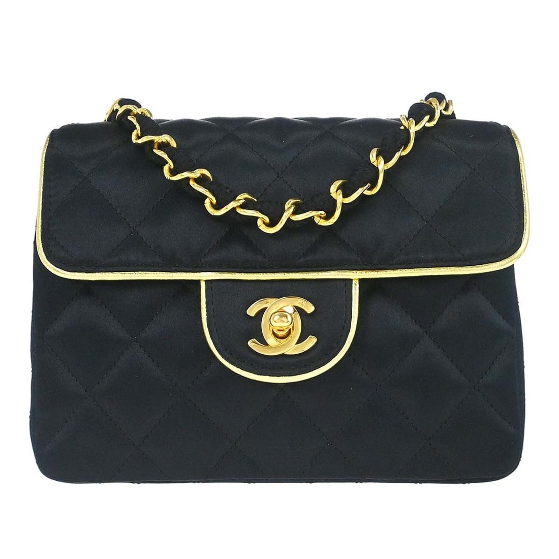 CHANEL Classic Flap Mini Square Satin Shoulder Bag Black (1 of 18)