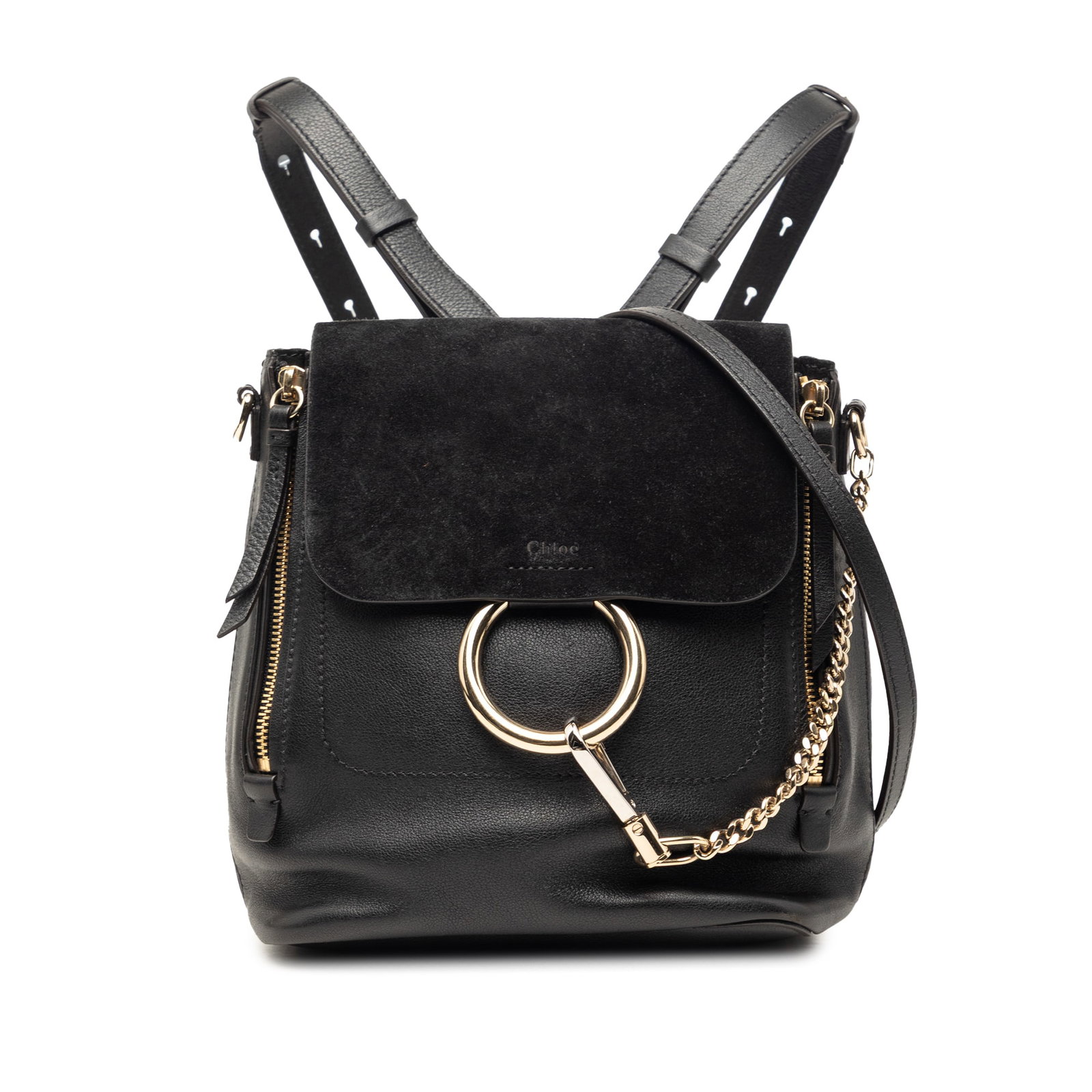 Chloe Faye Leather Backpack with Suede Flap (1 of 8)