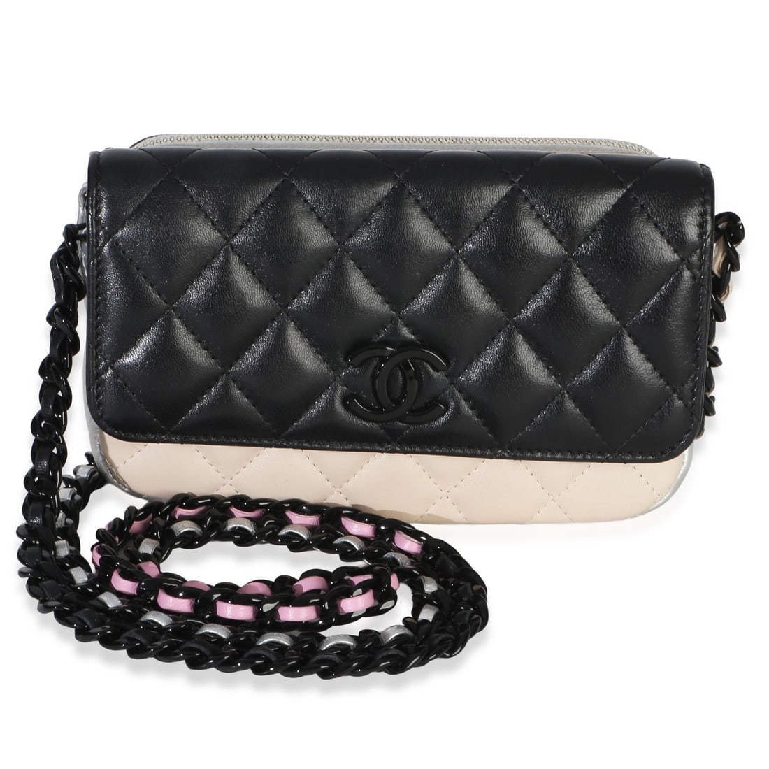 Chanel Burst Clutch On Chain Black Multicolor Leather Shoulder Bag (1 of 9)