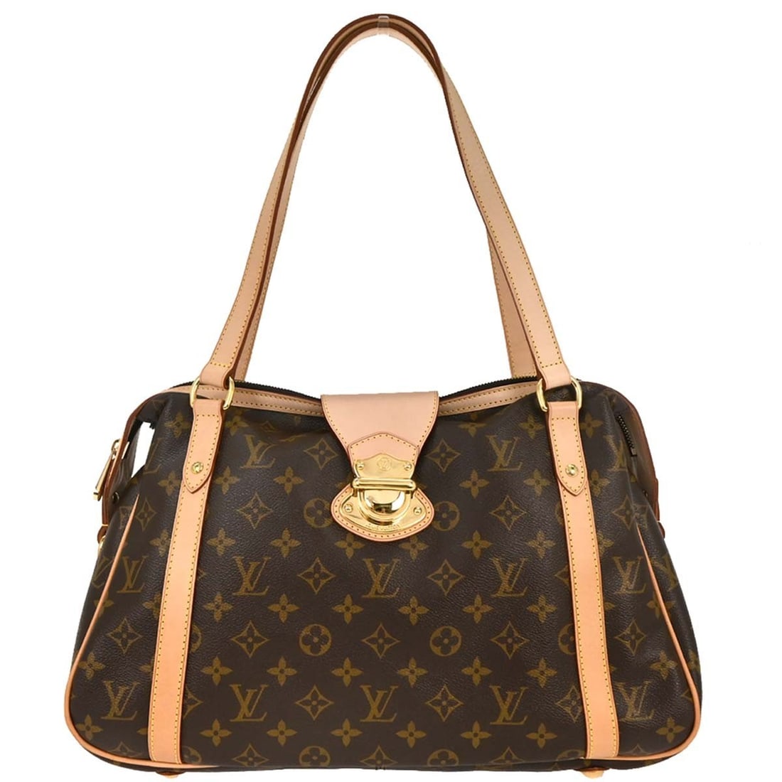 Louis Vuitton Stresa PM Monogram Canvas Shoulder Bag M51186: Louis Vuitton Stresa PM Monogram Canvas Shoulder Bag M51186 Louis Vuitton Stresa PM shoulder bag in brown Monogram canvas with leather trim and double handles. This women's bag features a zip closure,