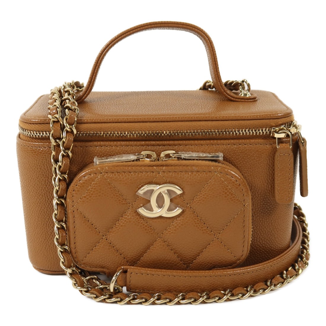 Chanel AP2912 CC Vanity Chain Shoulder Bag Brown Calfskin (1 of 15)